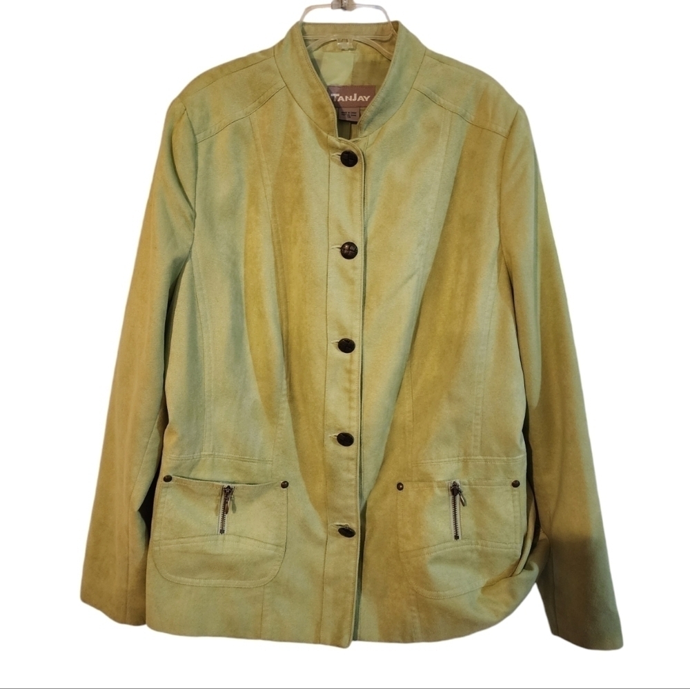 Vintage Sage Green Jacket. Faux Suede. Size 14. EUC